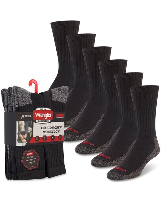 Wrangler Black Work Socks 6 Pack for men