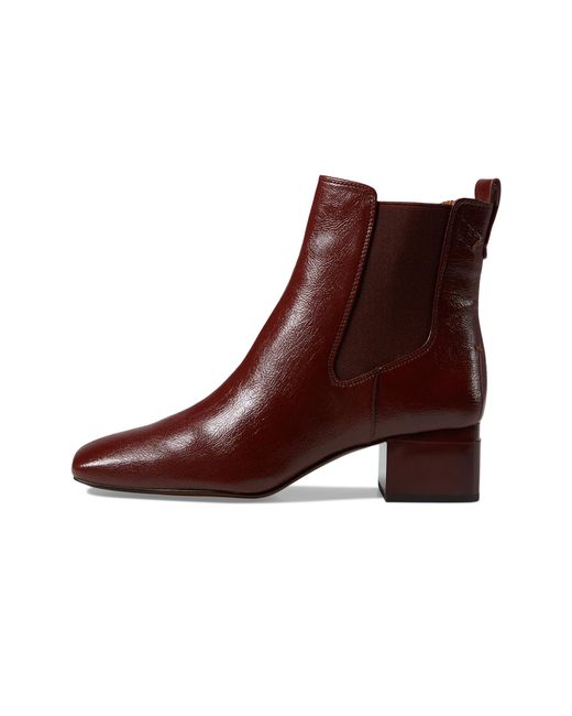Franco Sarto S Waxton Square Toe Ankle Bootie Mahogany Brown Water Patent 6.5 M