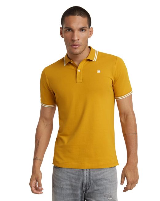 G-Star RAW Dunda Slim Stripe Poloshirt in het Yellow voor heren