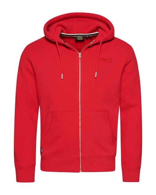 Superdry Essential Logo Zip Hoodie Sweatshirt in Red für Herren