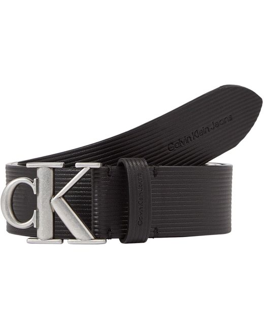 Calvin Klein Black Belt Round Mono 3.5 Cm Leather for men