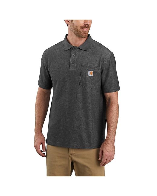 Carhartt Black Loose Fit Midweight Short-sleeve Pocket Polo for men