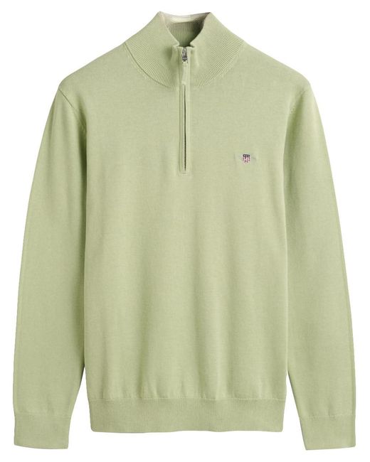Gant Green Classic Cotton Halfzip Sweater for men
