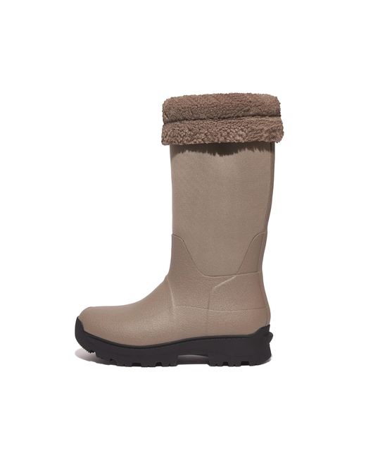Fitflop Brown Wonderwelly Atb Fleece-lined Roll-down Rain Boots