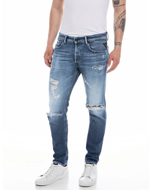 Replay Blue Willbi Broken Edge Jeans