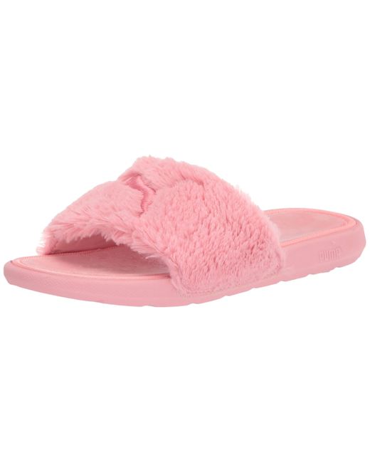 PUMA Cool Cat Fluffy Pantoletten Pioenroos in het Black