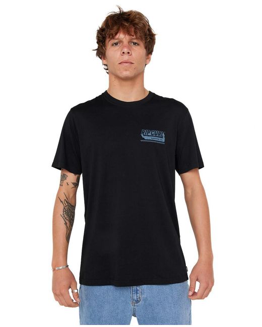 Rip Curl Black Graphic Short Sleeve Crew Neck T-shirt for men