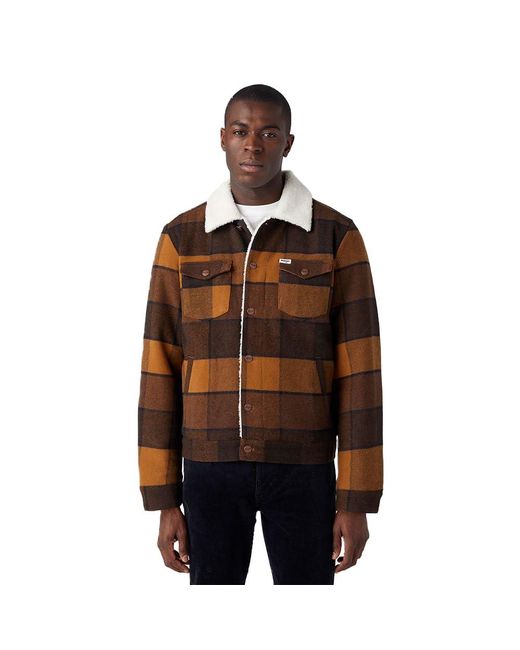 Wrangler Brown Wool Trucker Jacket for men