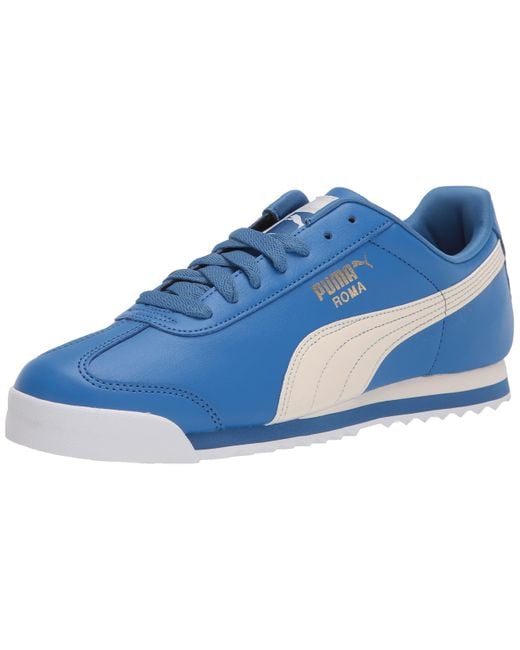 PUMA Leather Roma Basic Sneaker in Blue for Men | Lyst
