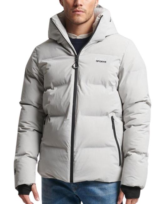 Superdry Gray Hooded Boxy Puffer Jacket for men