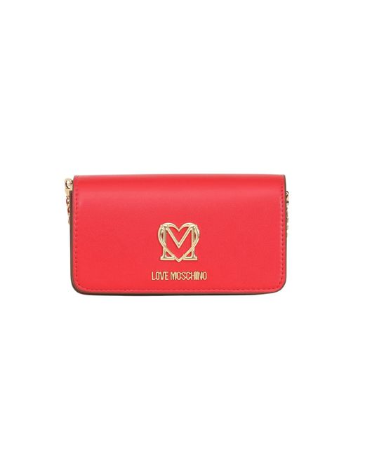 Love Moschino Bags Pochette Red Clutch Bag With Strap In Chain Smart Heart Fall Winter 2022/23 100% Polyurethane Jc5698pp0fkq0 500
