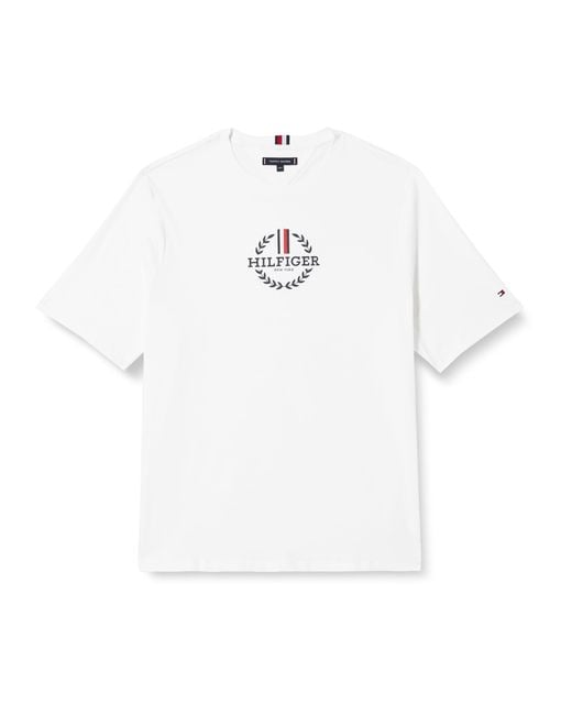 Camiseta de manga corta Hombre Bt-Global Stripe Wreath Tee-B Cuello redondo Tommy Hilfiger de hombre de color White