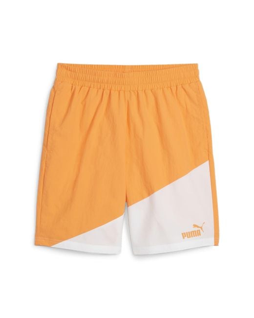 PUMA Orange Power Colorblock Woven Shorts 8" for men