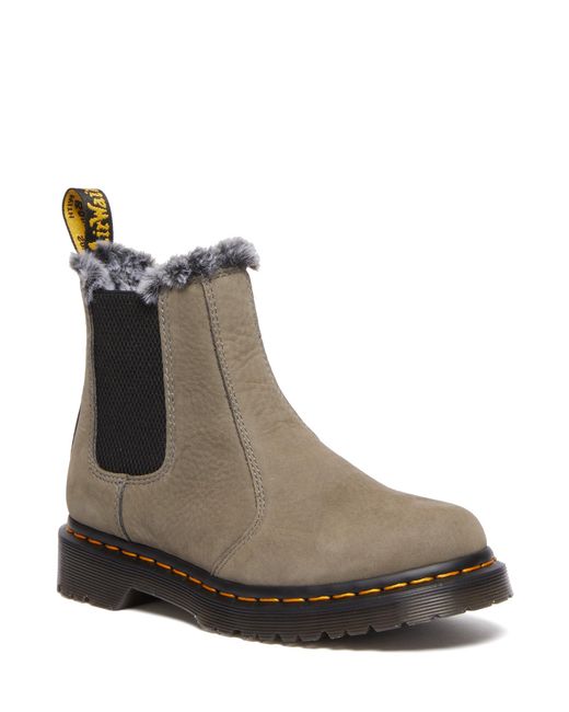 Dr. Martens Brown 2976 Leonore Faux Fur Lined Nubuck Chelsea Boots