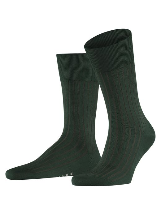 Falke Green Shadow Socks Breathable Sustainable Cotton Thin Reinforced Flat Seam For Pressure-free Toes Fine Rib Striped Pattern Elegant For for men