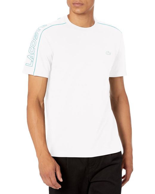 Lacoste White Logo Piping Crew Neck T-shirt for men