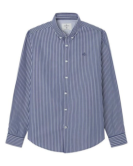 Camisa de Poplin con Rayas popelín Springfield de hombre de color Blue