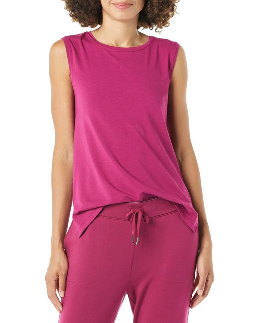 Amazon Essentials Purple Soft Cotton Standard-fit Full-coverage Sleeveless Yoga Tank