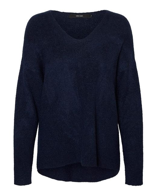 Vero Moda Blue Vmcrewlefile Ls V-neck Blouse Noos Sweater