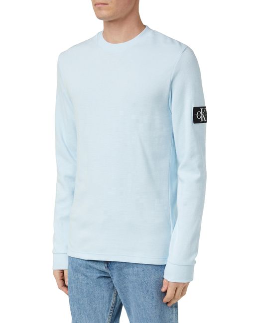 Calvin Klein Badge Waffle Ls Tee L/s Knit Tops Blue for men