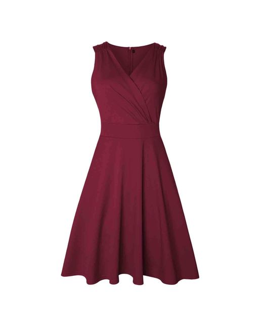 Superdry Red Length Elegant Plain Sleeveless Slim V-neck Dresses Evening Dress Beach Dress Maxi Dress Cocktail Dress Strappy Dress