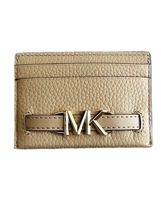 Michael Kors Metallic Reed Large Card Holder Wallet Mk Signature Logo Leather