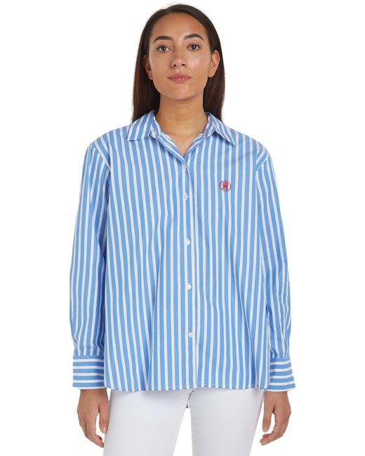 Tommy Hilfiger Smd Stripe Easy Fit Ls Shirt Casual Shirts in het Blue
