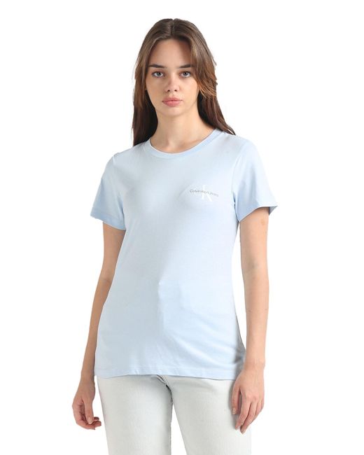 Calvin Klein Blue T-Shirts Kurzarm 2-Pack Monologo Slim Tee Rundhalsausschnitt