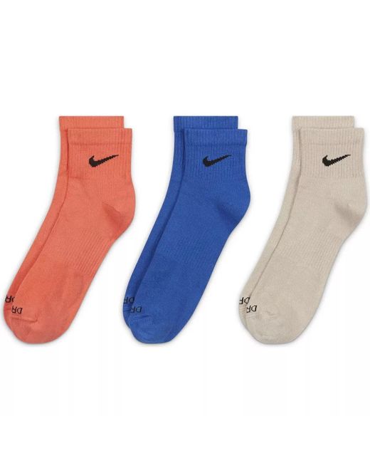 Nike `s Everyday Plus Lightweight Training Ankle Socks 3 Pack in Blue ...