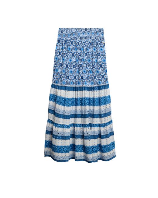 Superdry Blue Maxirock mit Print Tala Kachelprint Bordüre Blau 34