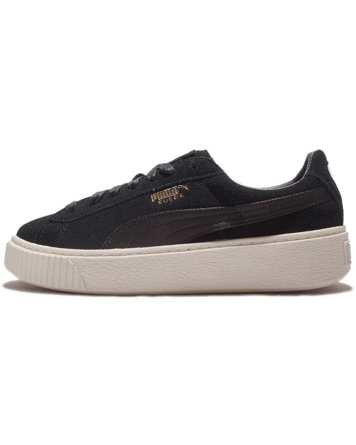 puma black suede platform trainers