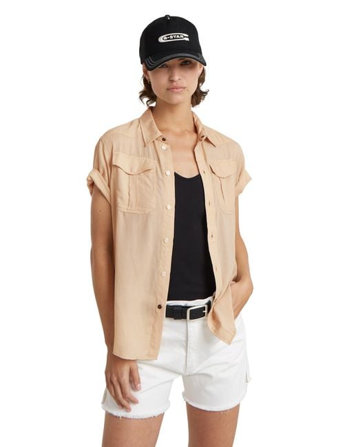 G-Star RAW Military Button Down Sleeve Shirt Wmn in het Natural