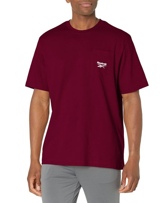 Reebok Red 's Classics Pocket T-shirt Short Sleeve