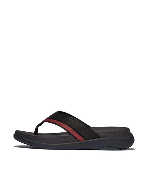Fitflop Black F-mode Go S Tonal-edge Webbing Toe-post Sandals for men