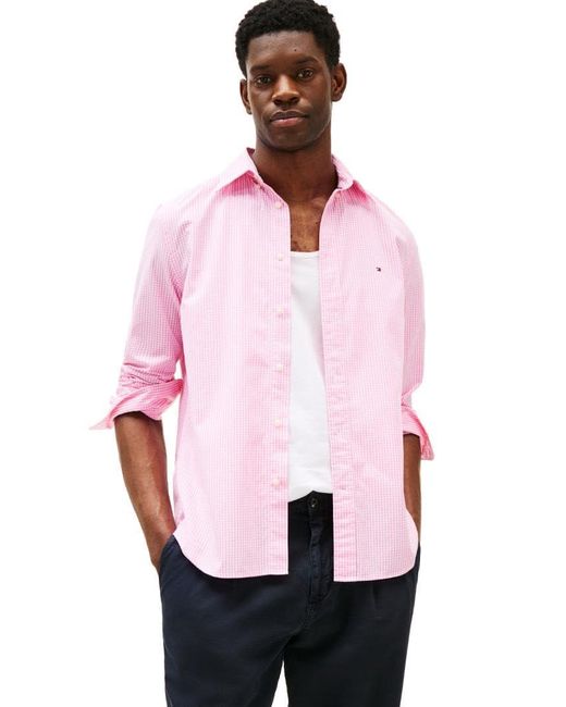 Tommy Hilfiger Pink Flex Poplin Gingham Regular Long Sleeve Shirts for men