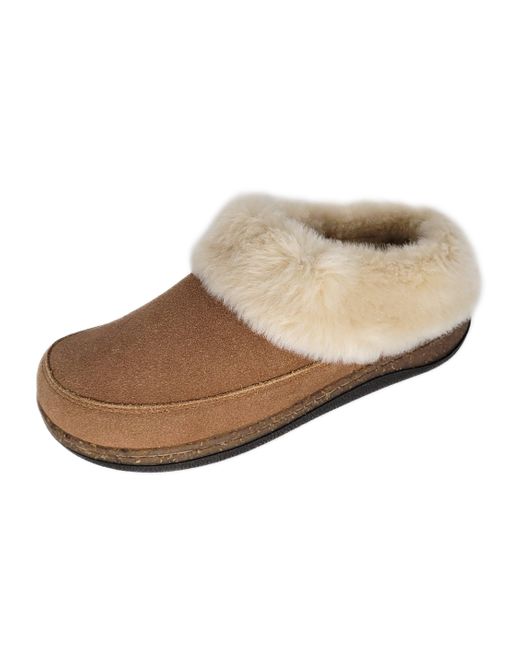 Pantofole da donna in pelle scamosciata di Clarks in Brown