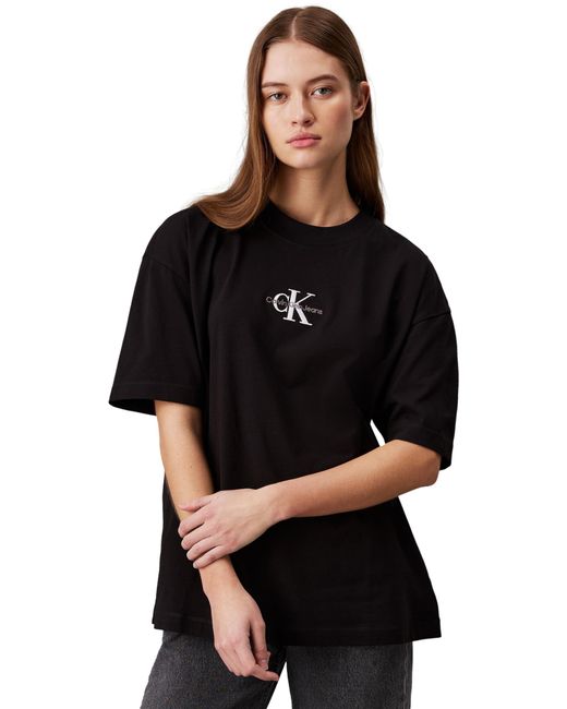 Calvin Klein Black Monologo Boyfriend Tee J20j223561 S/s T-shirt