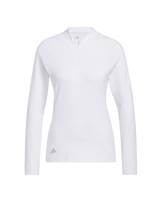 Adidas Ladies Long Sleeve Zip-neck Top White