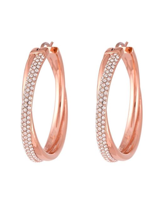 Michael Kors Pink Brilliance Hoop Earrings Rose Gold Tone Stainless Steel With Crystals For Mkj3671791