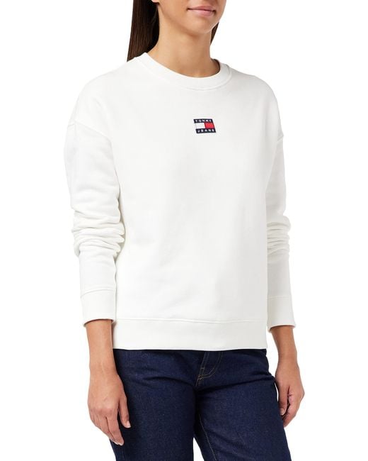 Tjw Tommy Center Badge Crew DW0DW10402 Felpe di Tommy Hilfiger in White
