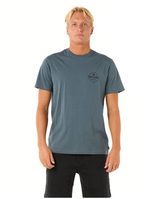 Rip Curl Blue Graphic Short Sleeve Crew Neck T-shirt for men