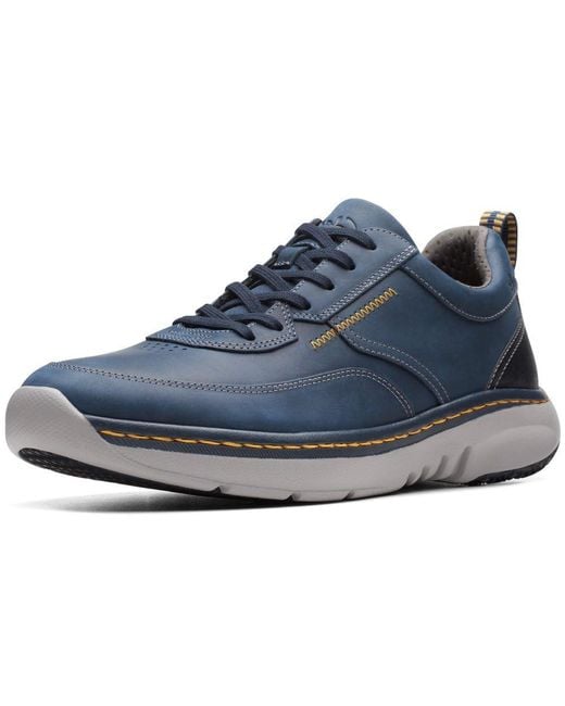 Clarks Blue Pro Lace S Wide Fit Trainers 9.5 Navy Leather for men