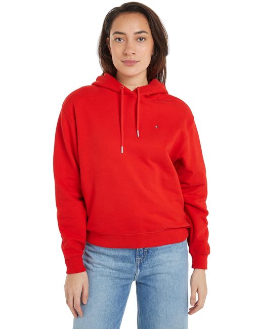 Tommy Hilfiger Red Hoodie Flag On Chest mit Kapuze