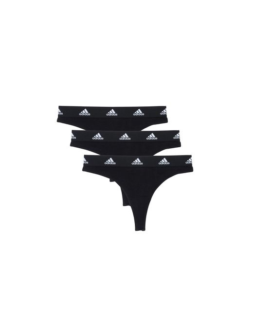 Sportswear Thong Lot de 3 slips strings pour femme Adidas en coloris Black