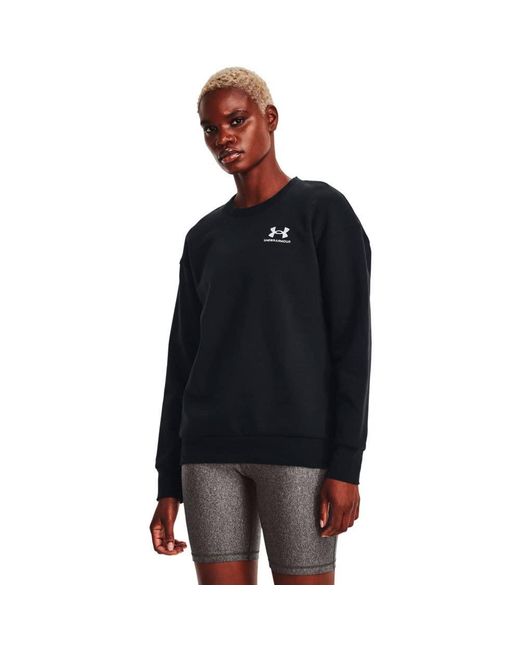 UA Essential Fleece Crew Top in Pile di Under Armour in Black