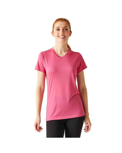 Maglietta da donna Fingal a maniche corte con scollo a V di Regatta in Pink