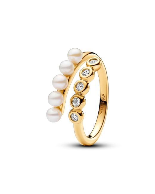 Pandora Metallic Treated Freshwater Cultured Pearls & Stones Open Ring