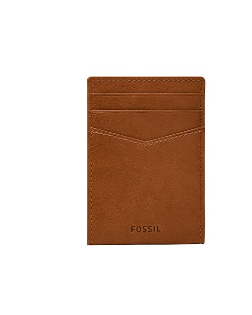 Fossil Andrew Leder Minimalistische Reißverschluss Kartenetui Brieftasche für Männer in Brown für Herren