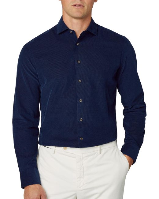 Hackett Blue Smart Babycord Shirt for men