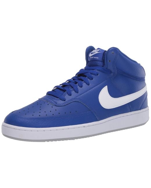 Nike Leather Court Vision Mid Sneaker in Blue for Men | Lyst
